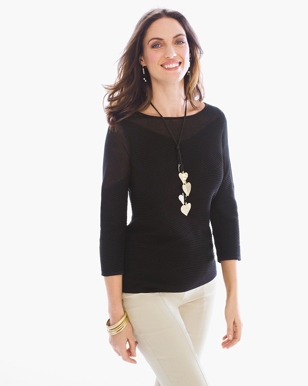Jersey Stitch-Mix Ribbed Pullover