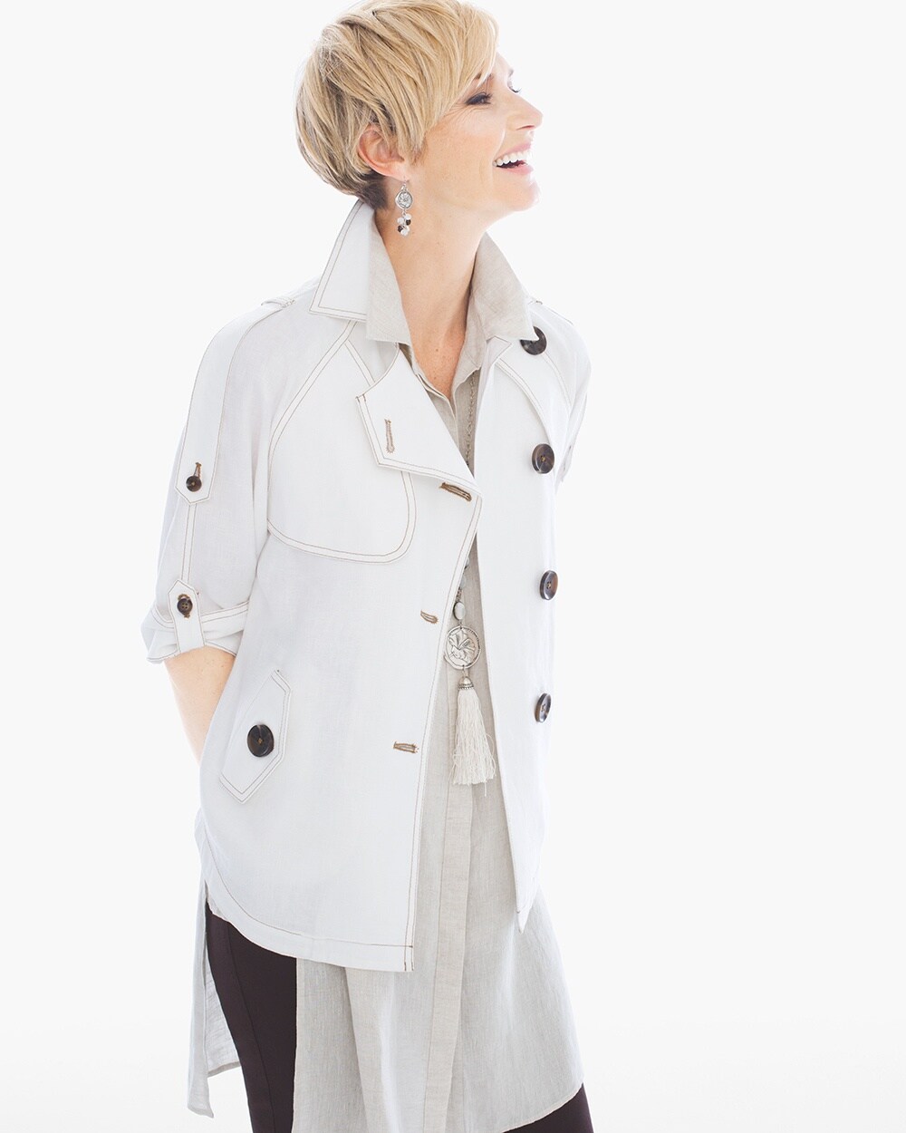 Cropped Linen Trench