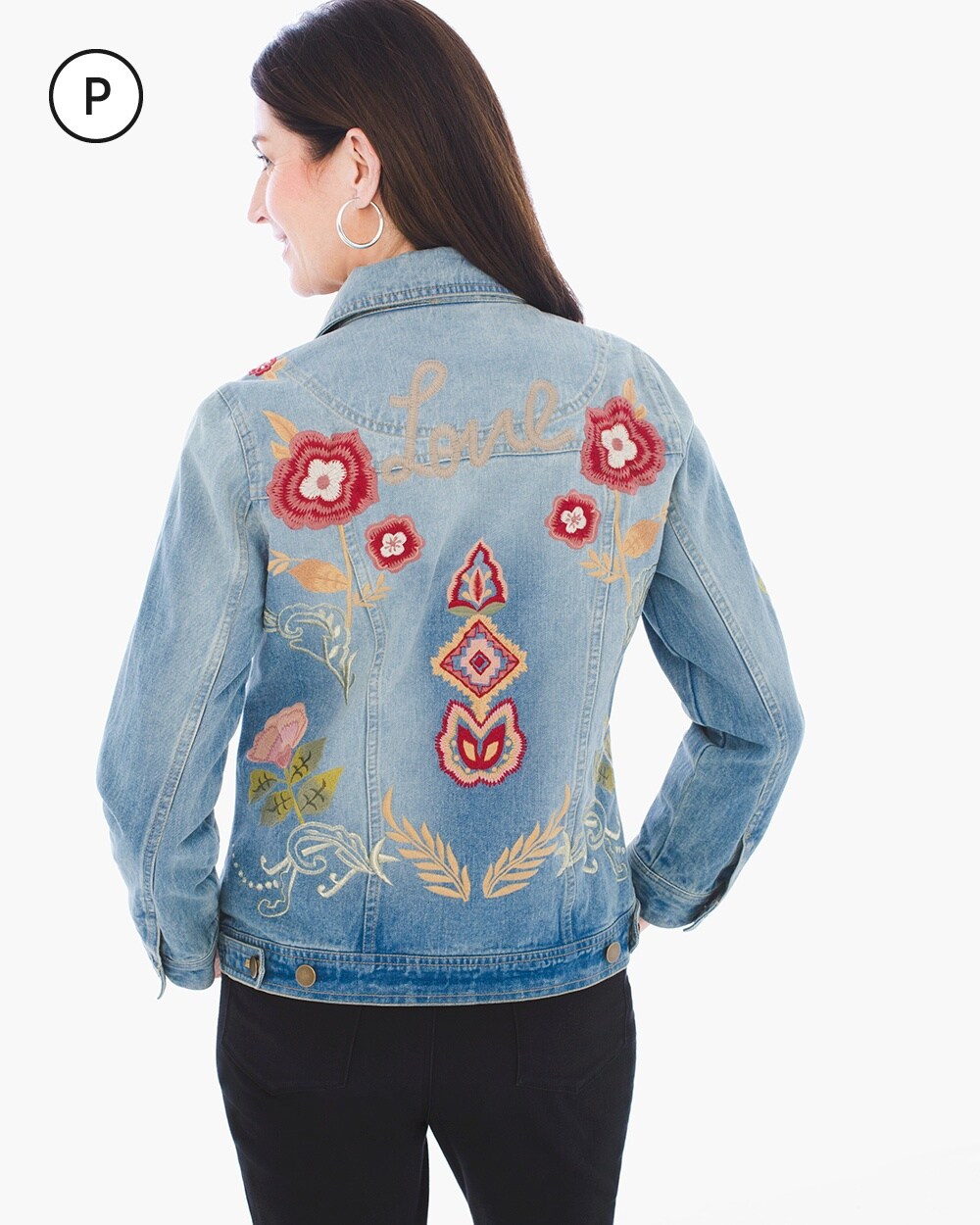 Collectibles Petite Embroidered Denim Jacket - Chico's