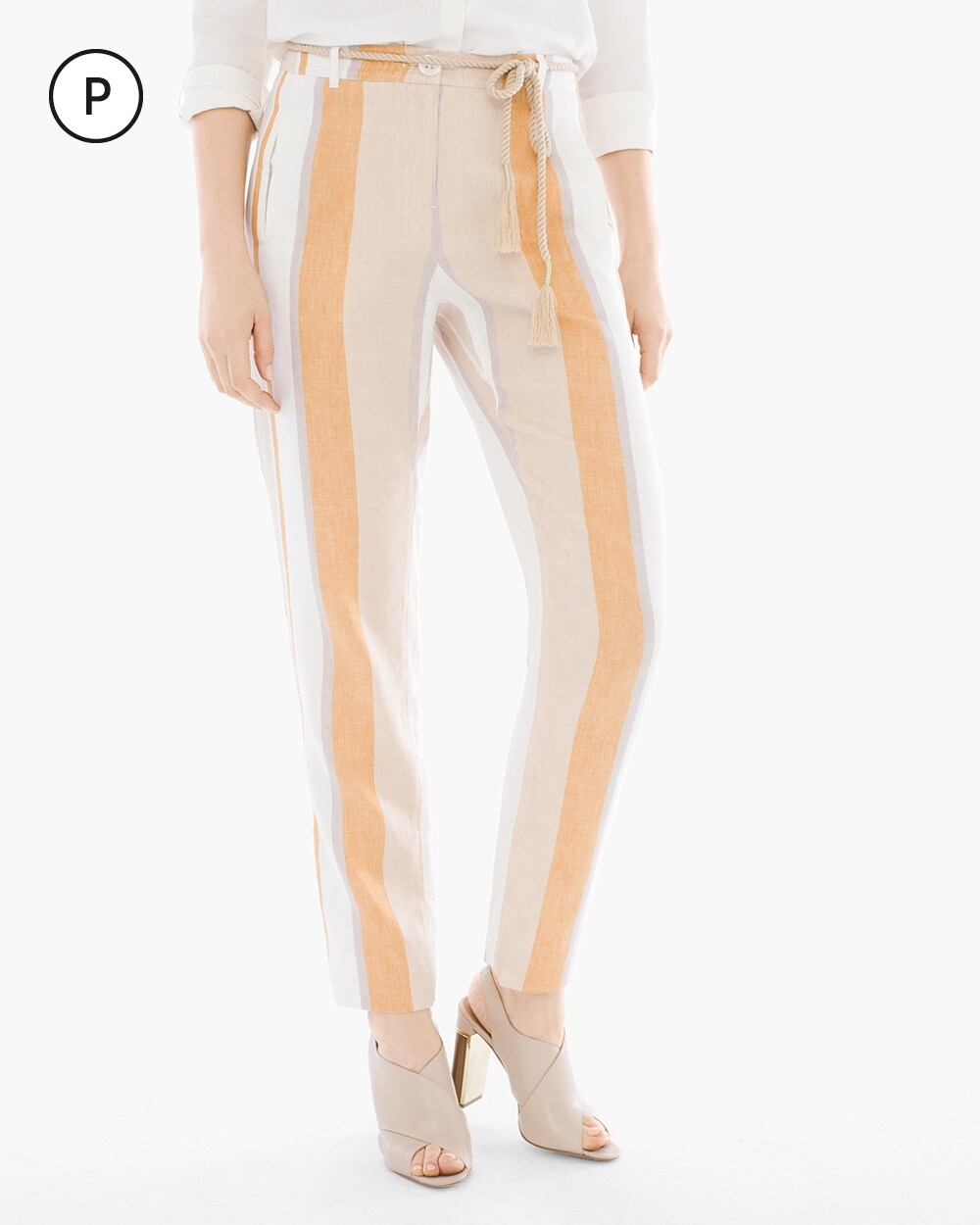 Petite Striped Tapered Ankle Pants