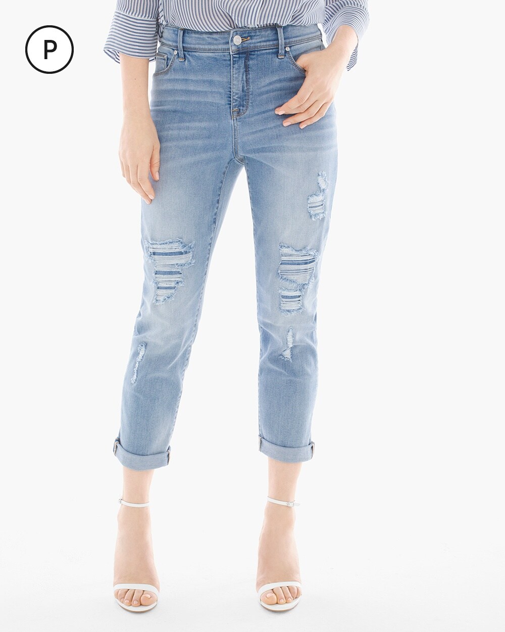 Petite So Slimming Girlfriend Destructed Crop Jeans