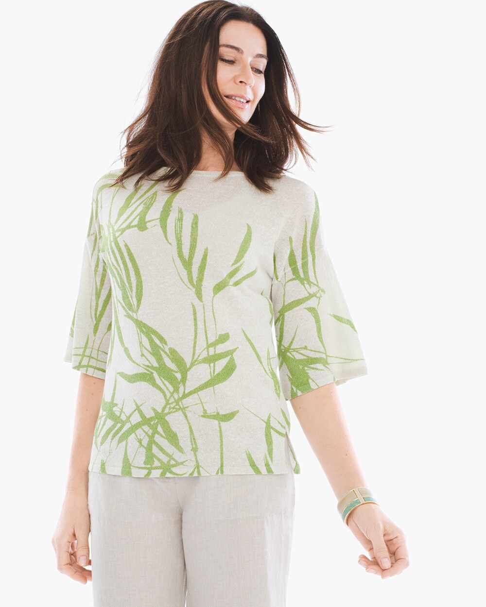 Leaf-Print Pullover