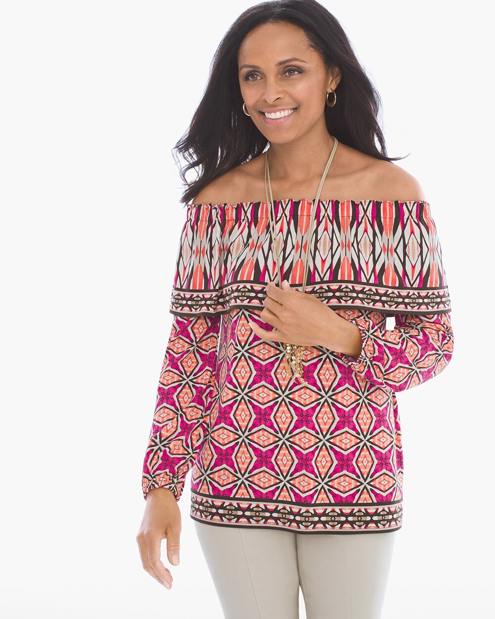 Ethnic Tempo Off-the-Shoulder Top