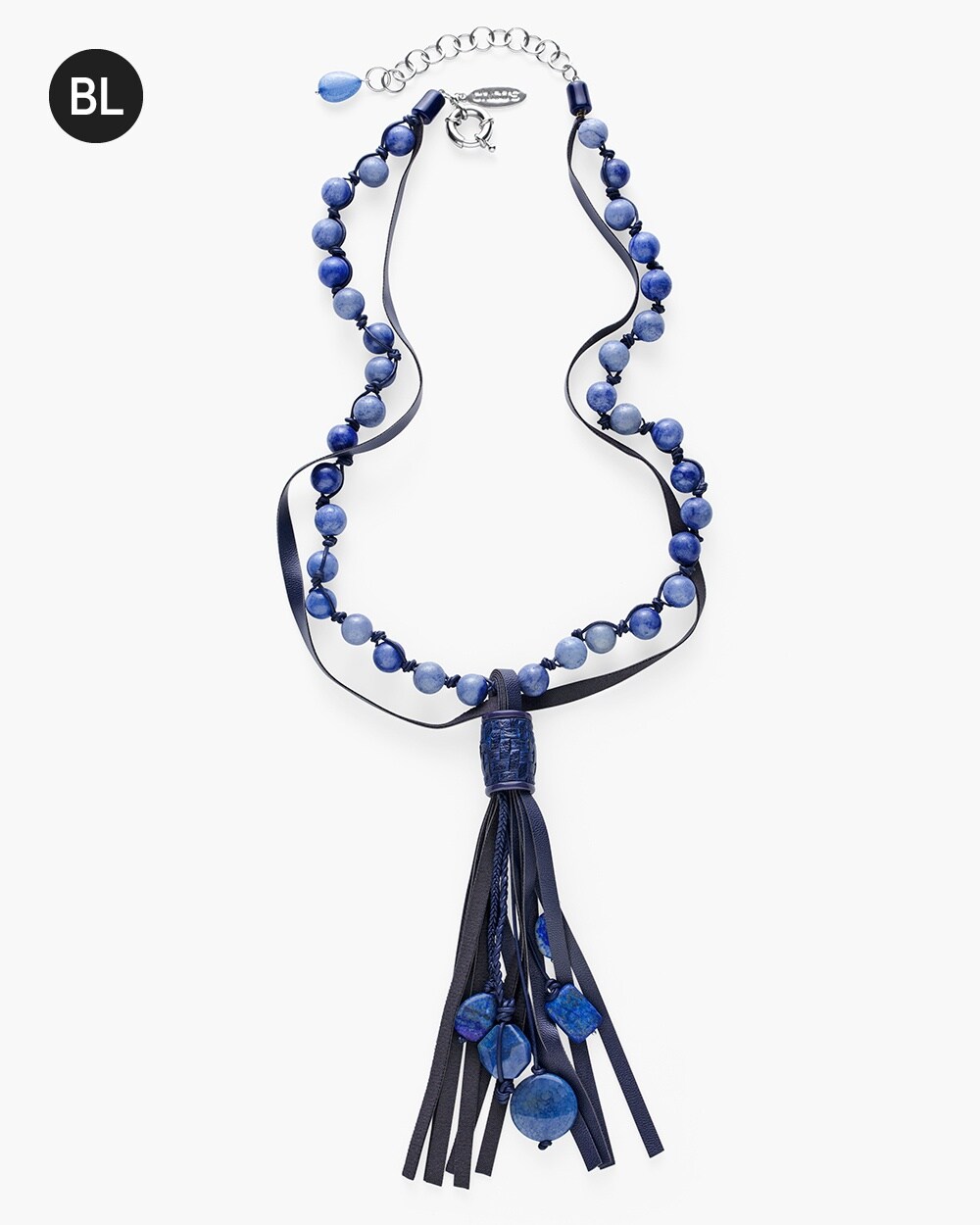 Black Label Blue Woven Tassel Necklace