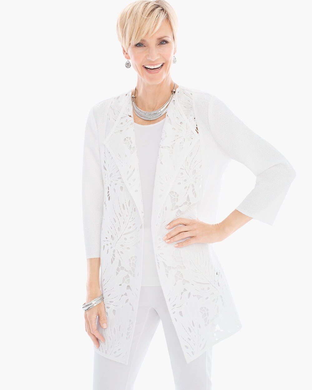 Travelers Collection Crushed Lace Jacket