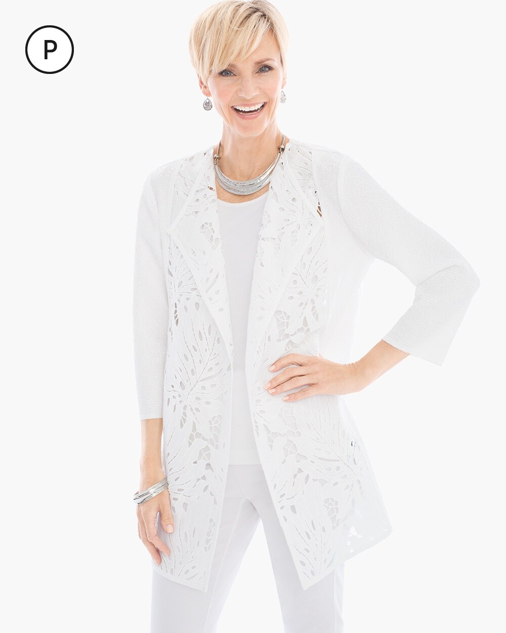 Travelers Collection Petite Crushed Lace Jacket