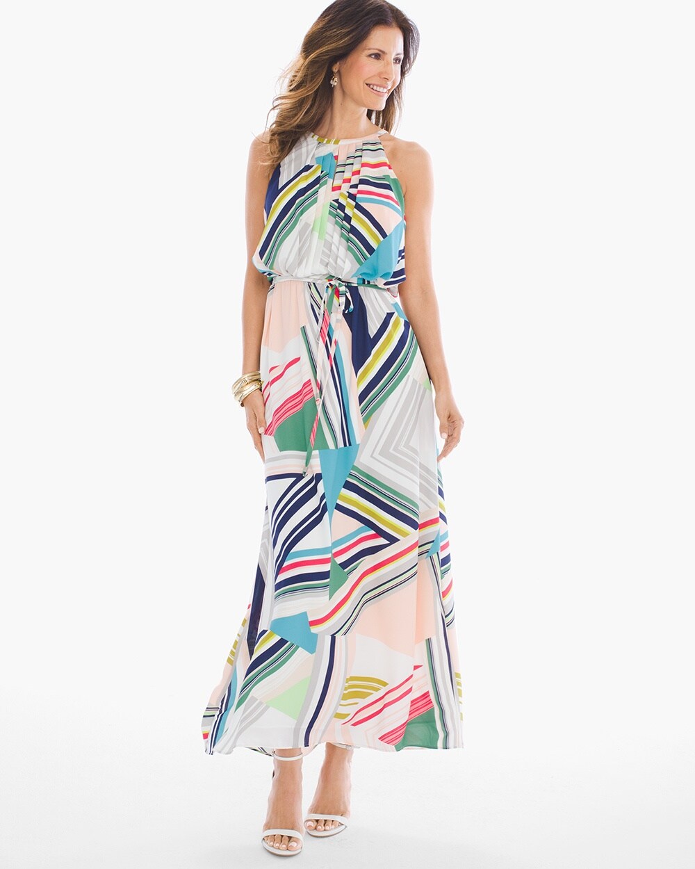Multi Geo-Print Maxi Dress