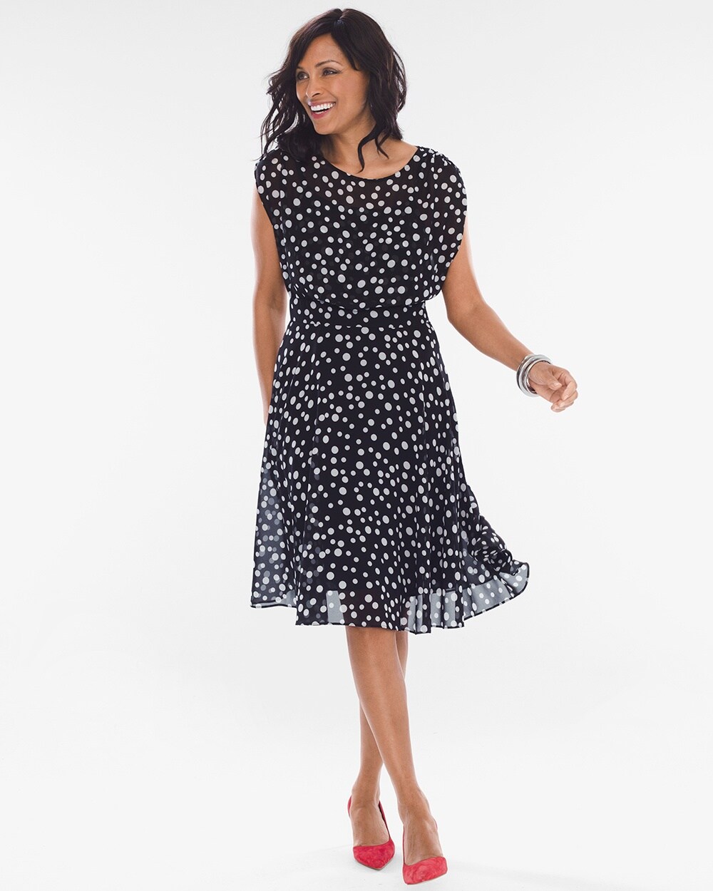 Polka Dot Fit-and-Flare Dress