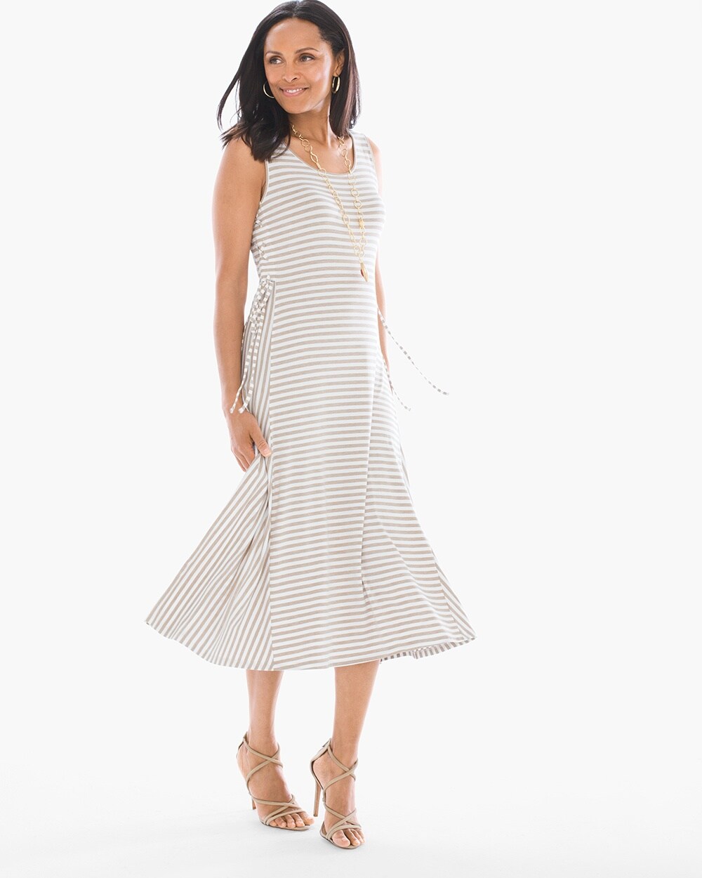 Striped Side-Lacing Tee Dress