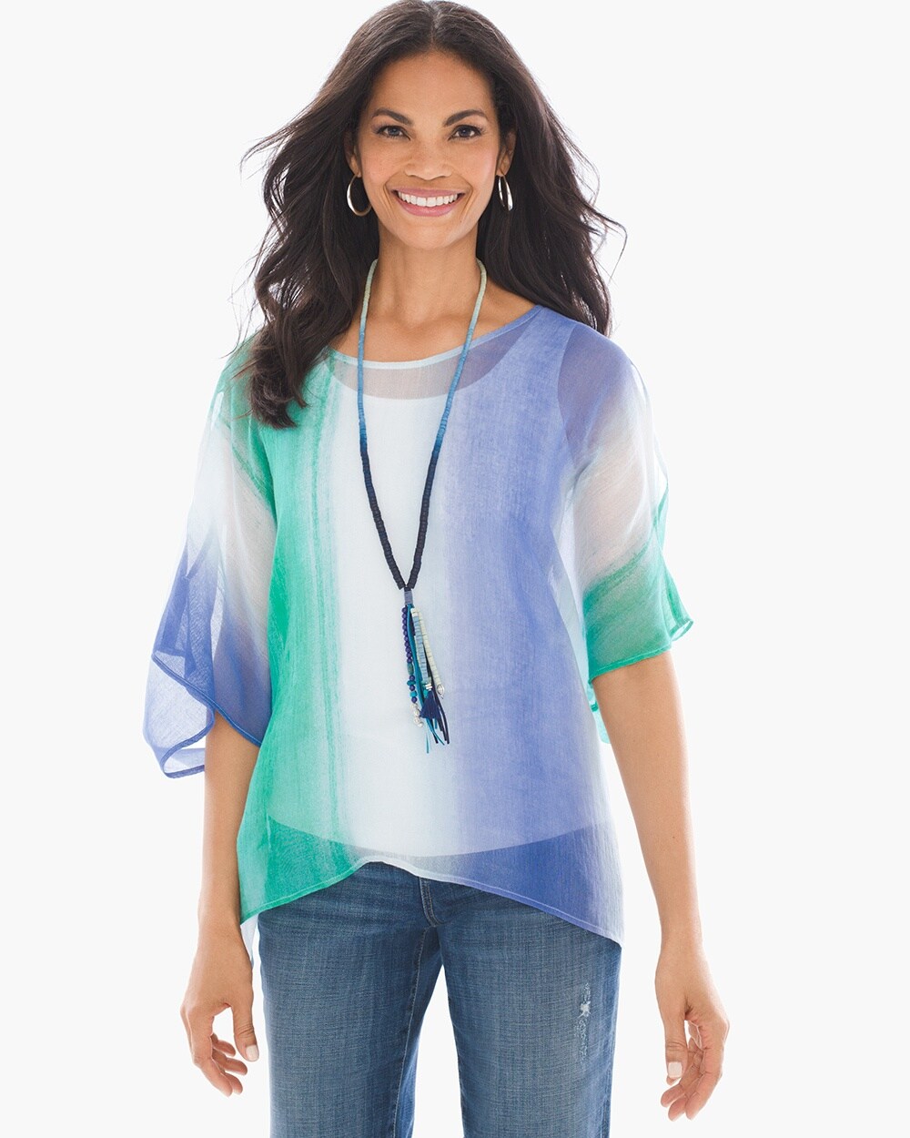 Washed-Ombre Poncho