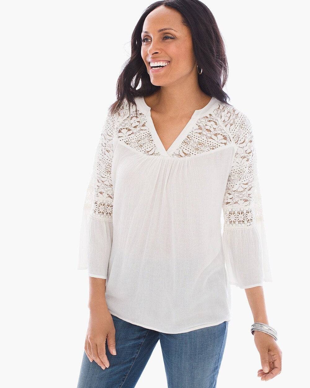 Lace Detail V-Neck Top - Chico's