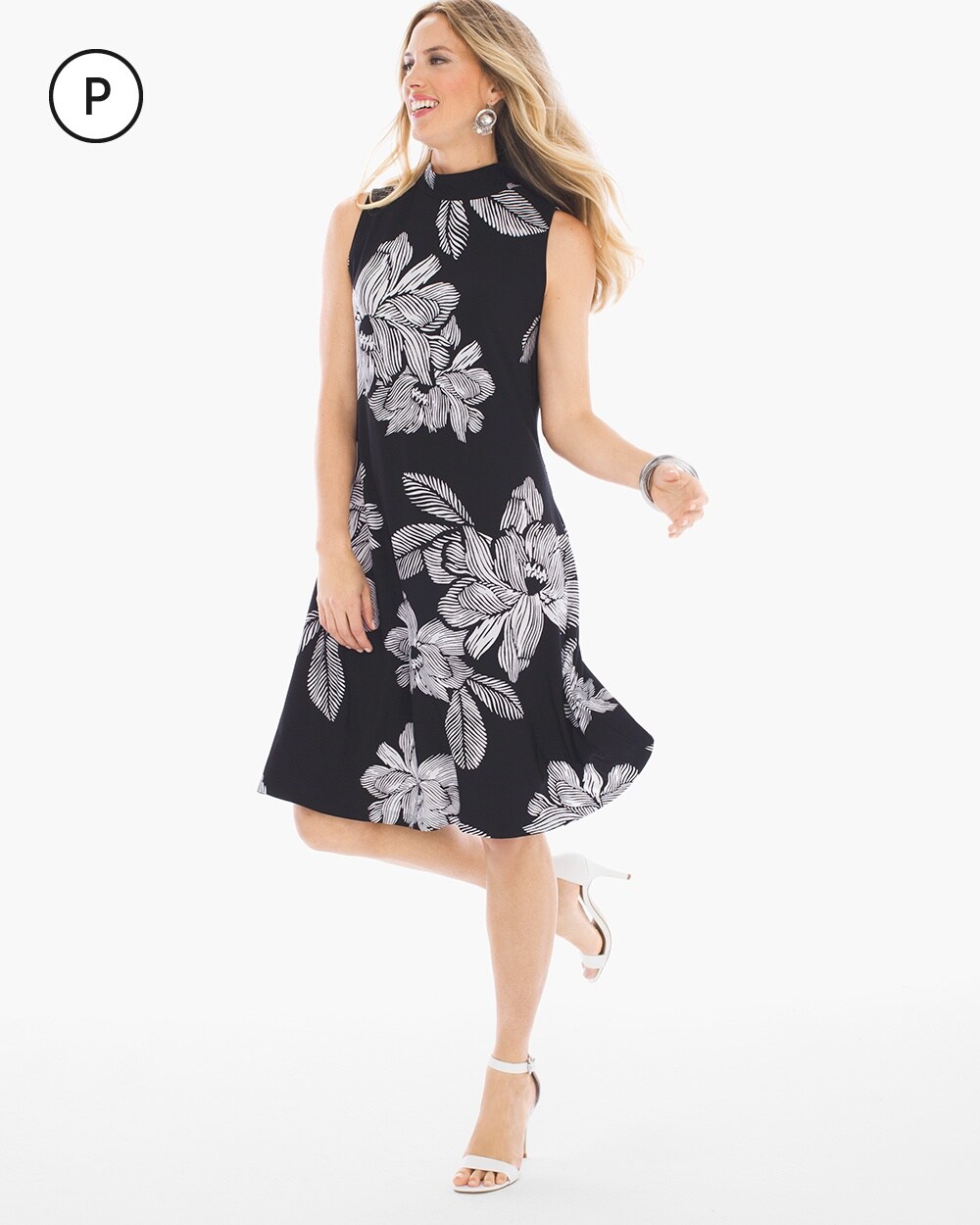 Petite Exotic Etched Floral Dress