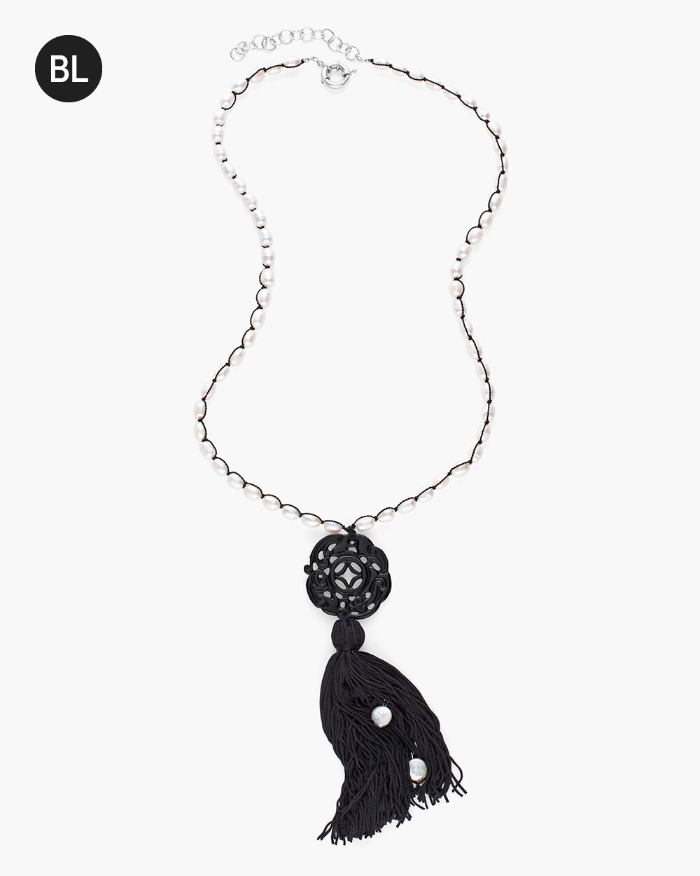Black Label Faux-Pearl Tassel Necklace
