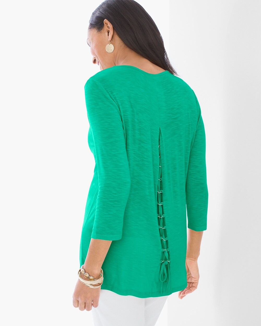 Lacing Detail Pleat-Back Top