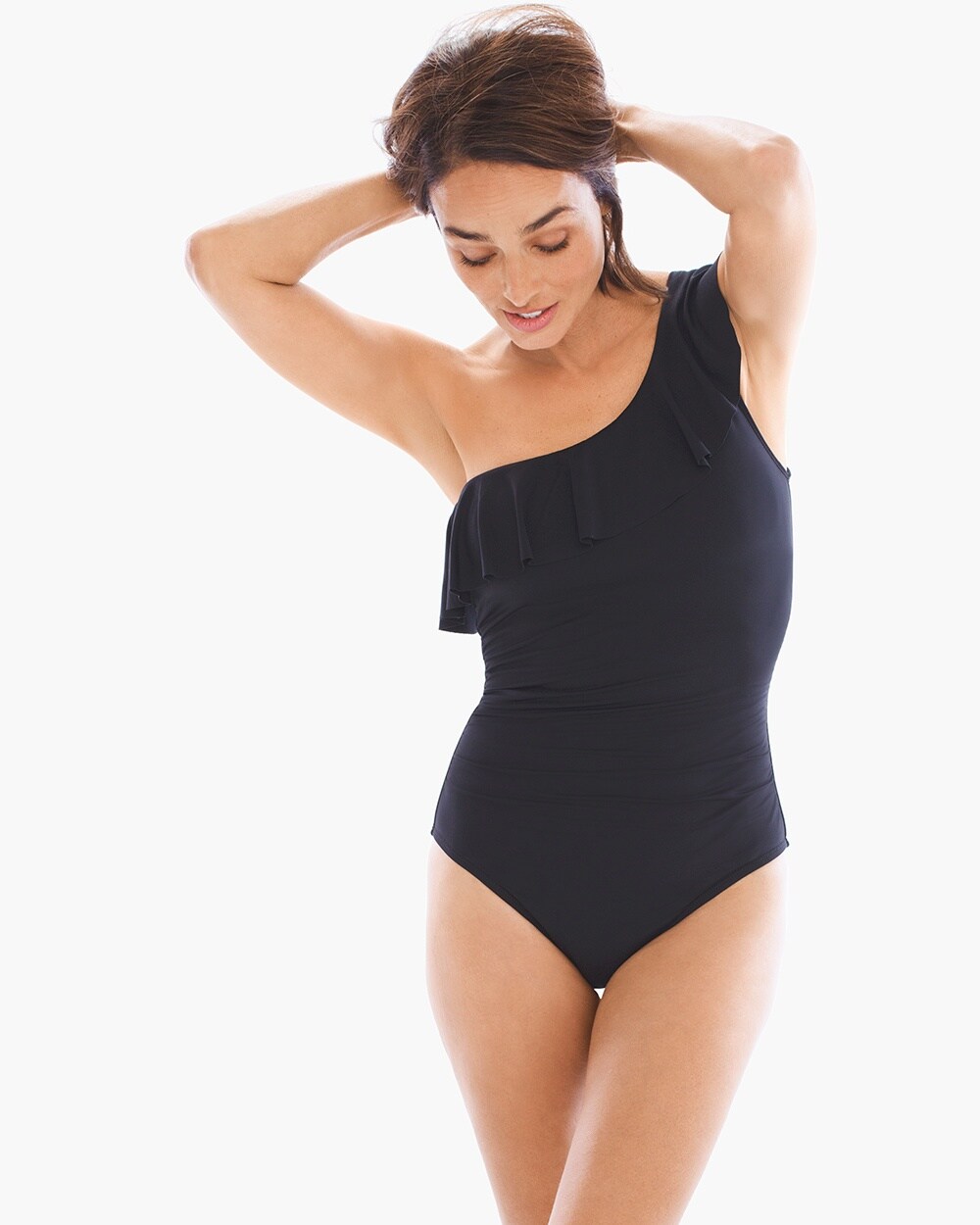 La Blanca Flirtatious Ruffled One-Shoulder One-Piece Swimsuit