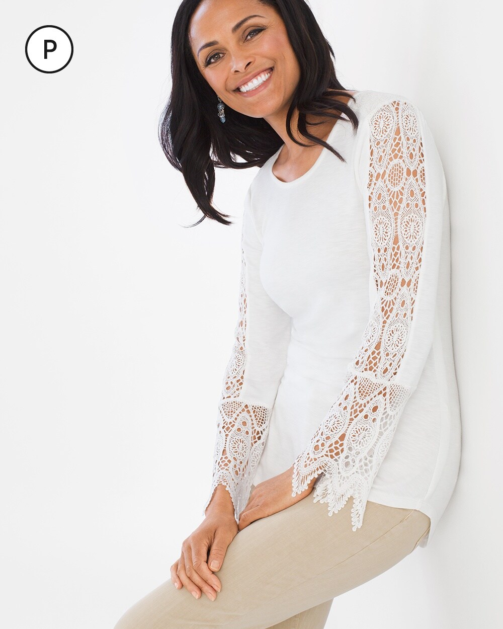 Petite Lace Sleeve-Detail Top