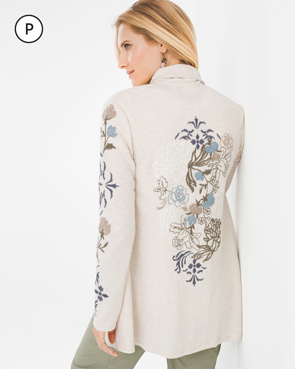 Zenergy Petite Embroidered Knit Jacket