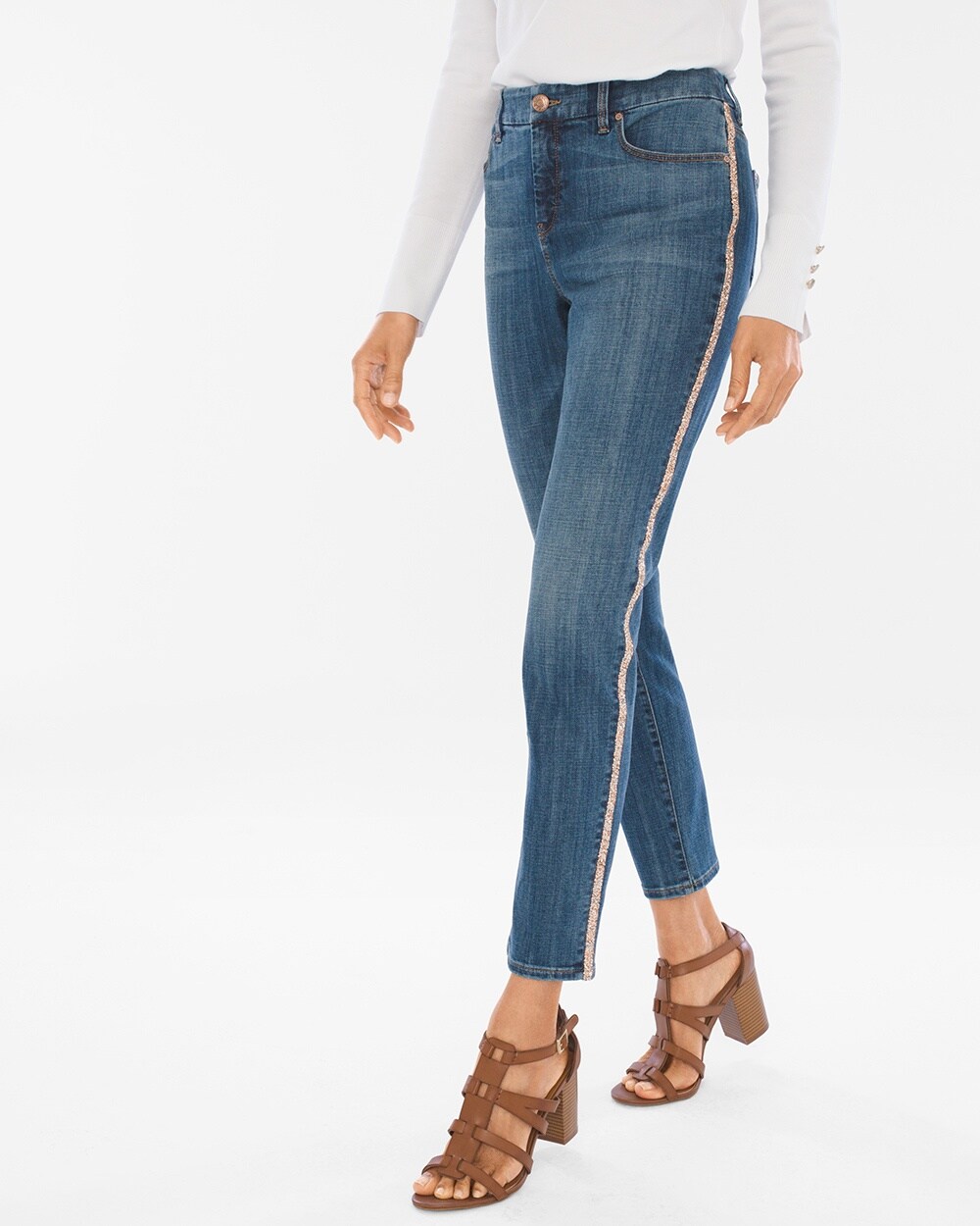 So Slimming Side-Embellished Girlfriend Ankle Jeans