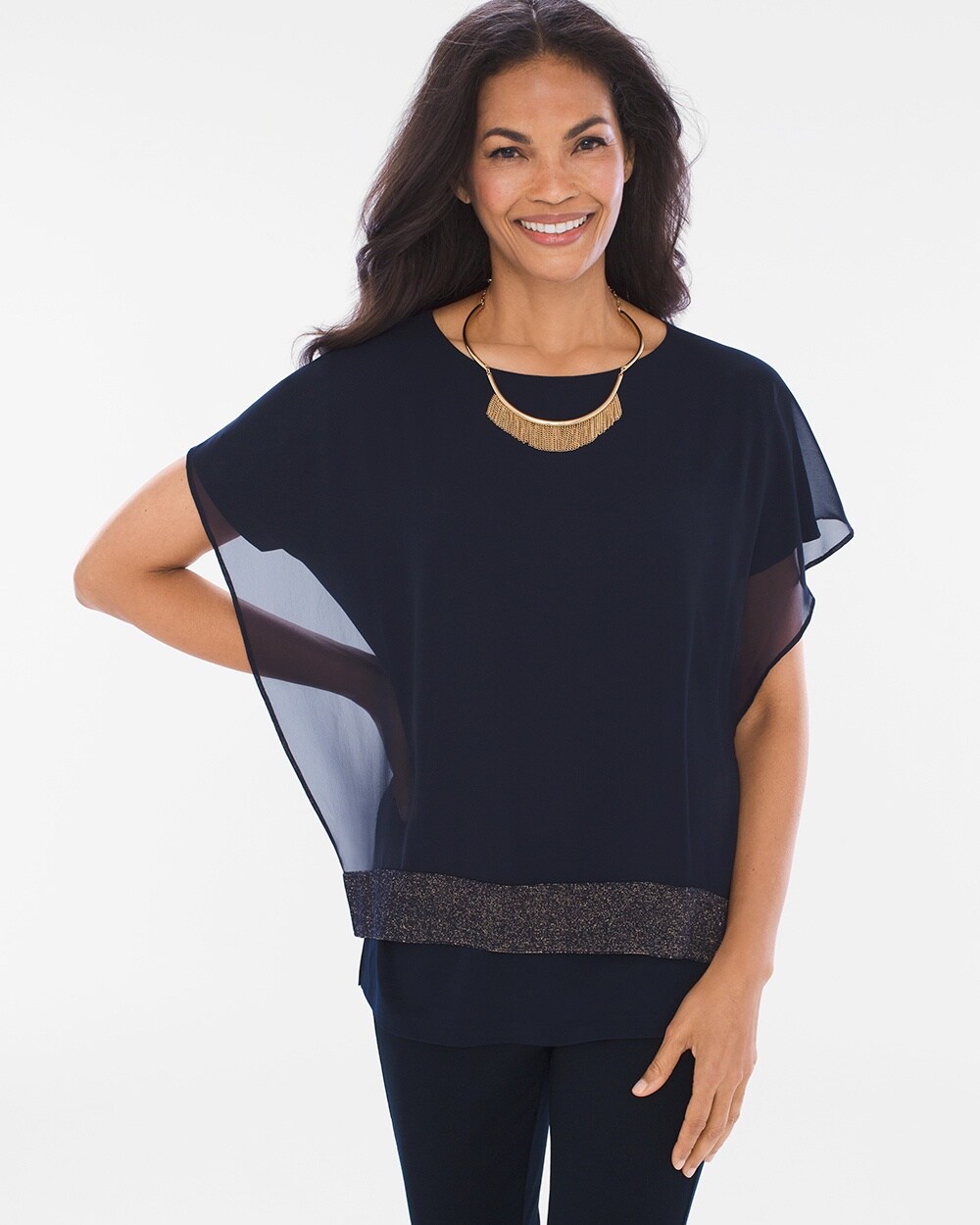 Travelers Collection Shine Trimmed Top