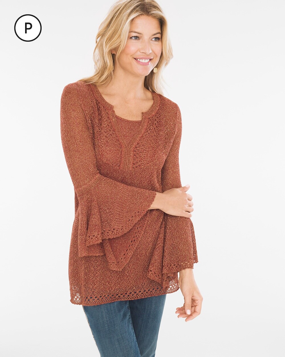 Petite Bell-Sleeve Pullover