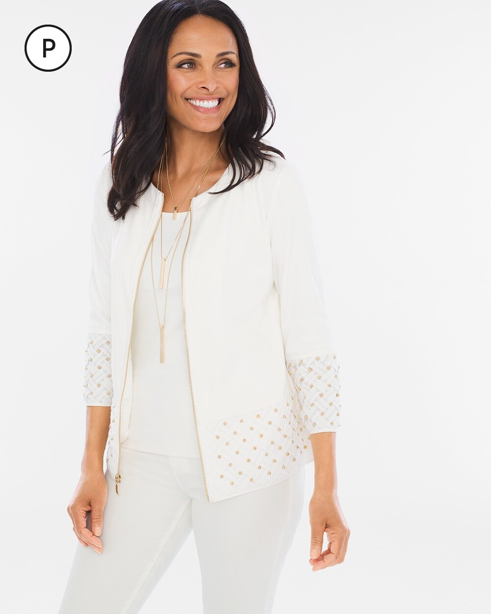 Travelers Collection Petite Faux-Suede Mix Jacket
