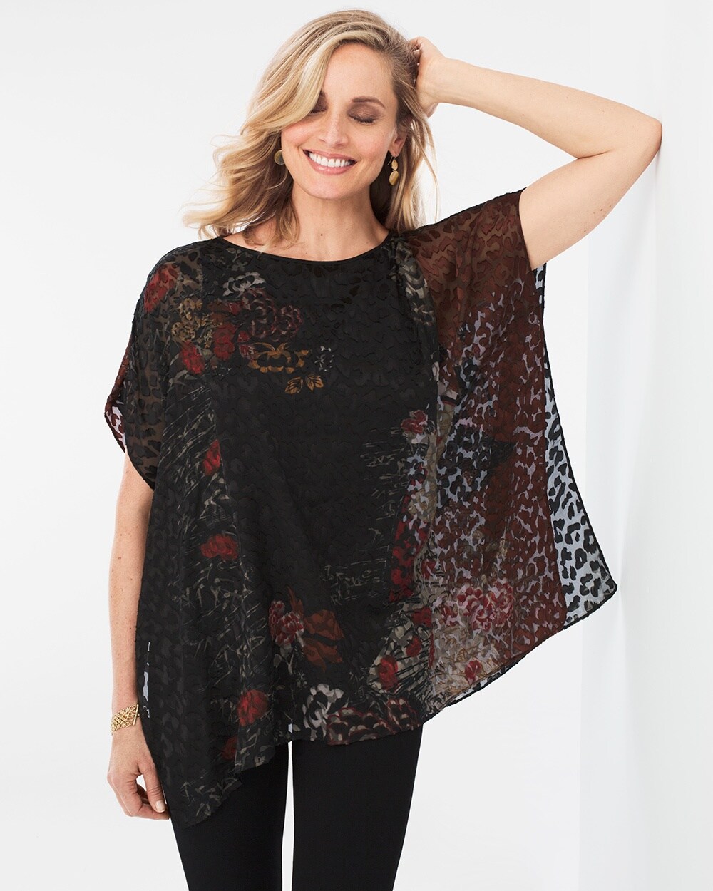 Travelers Collection Printed Burnout Top