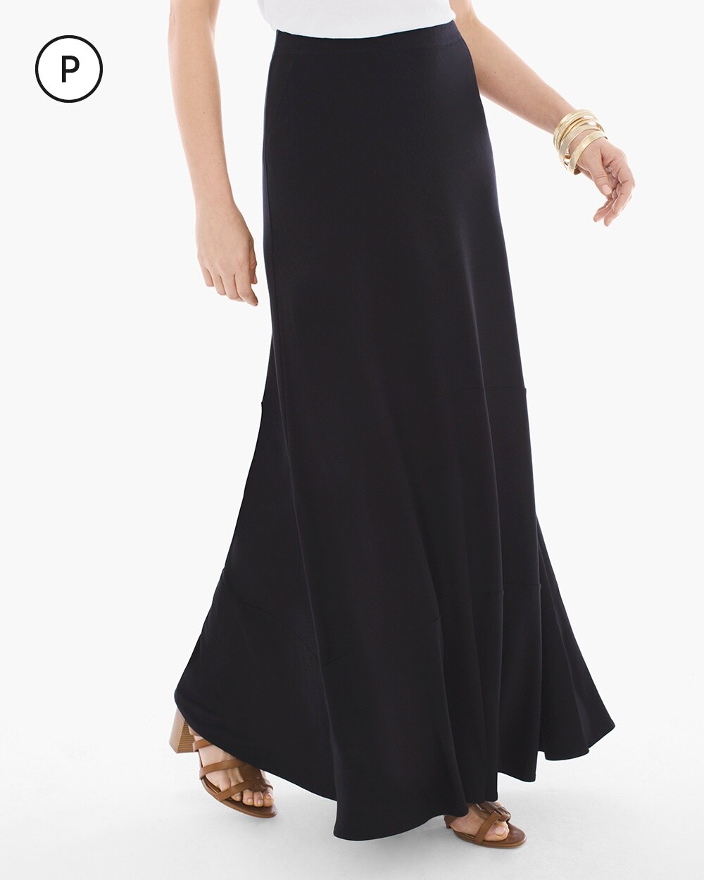 Petite Solid Seamed Maxi Skirt