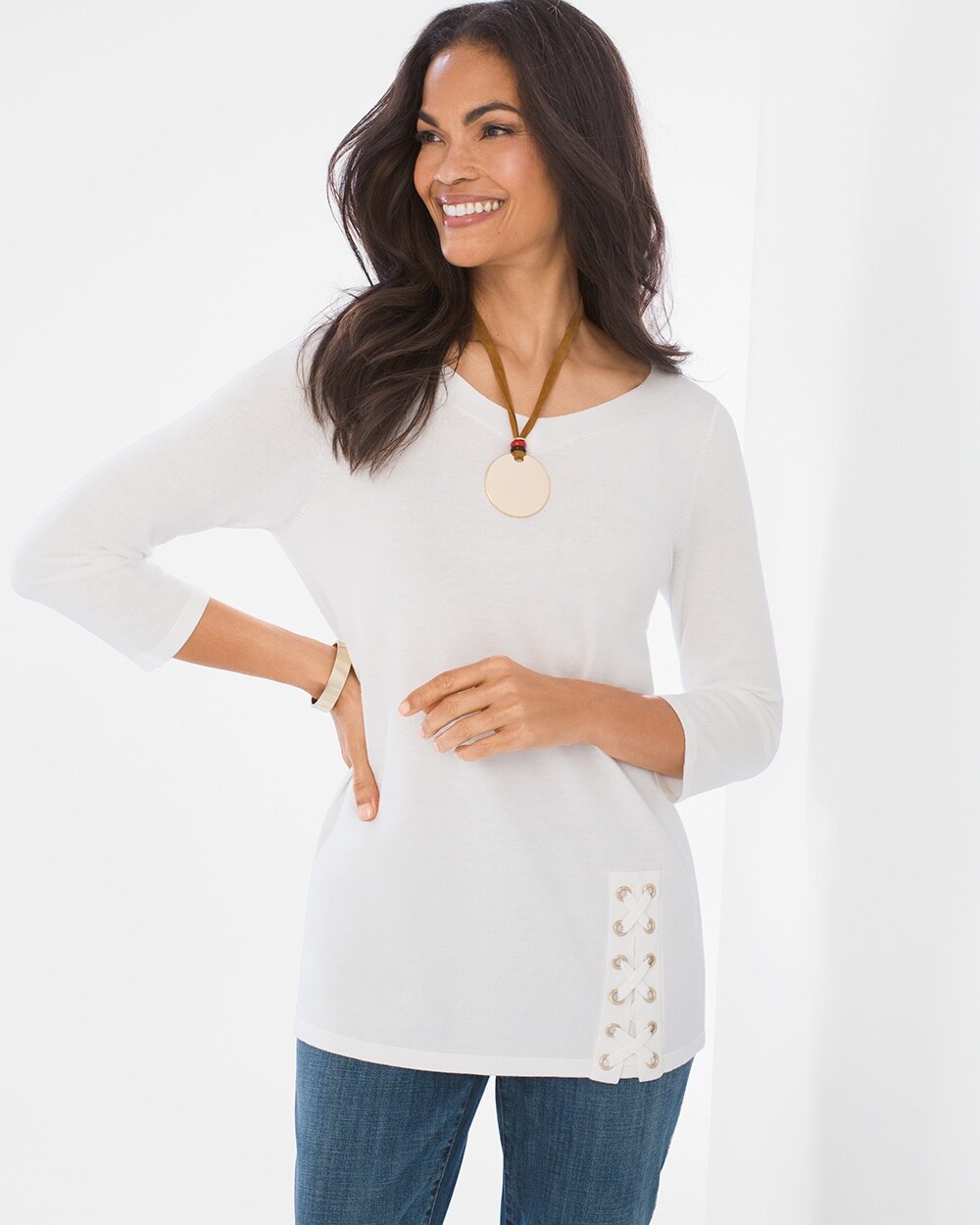 Lace-Up Detail Pullover