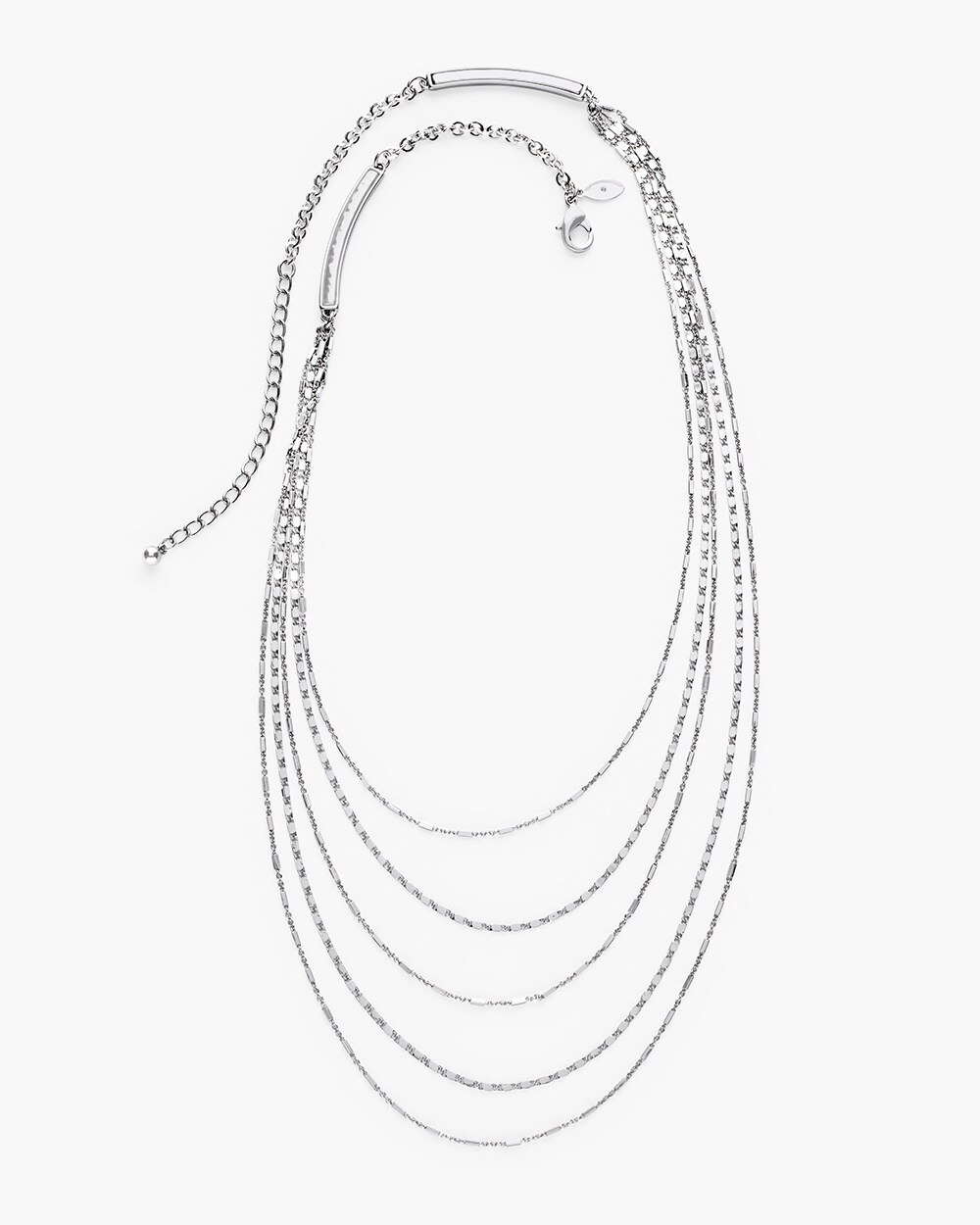 Silver-Tone Chain-Detail Multi-Strand Necklace