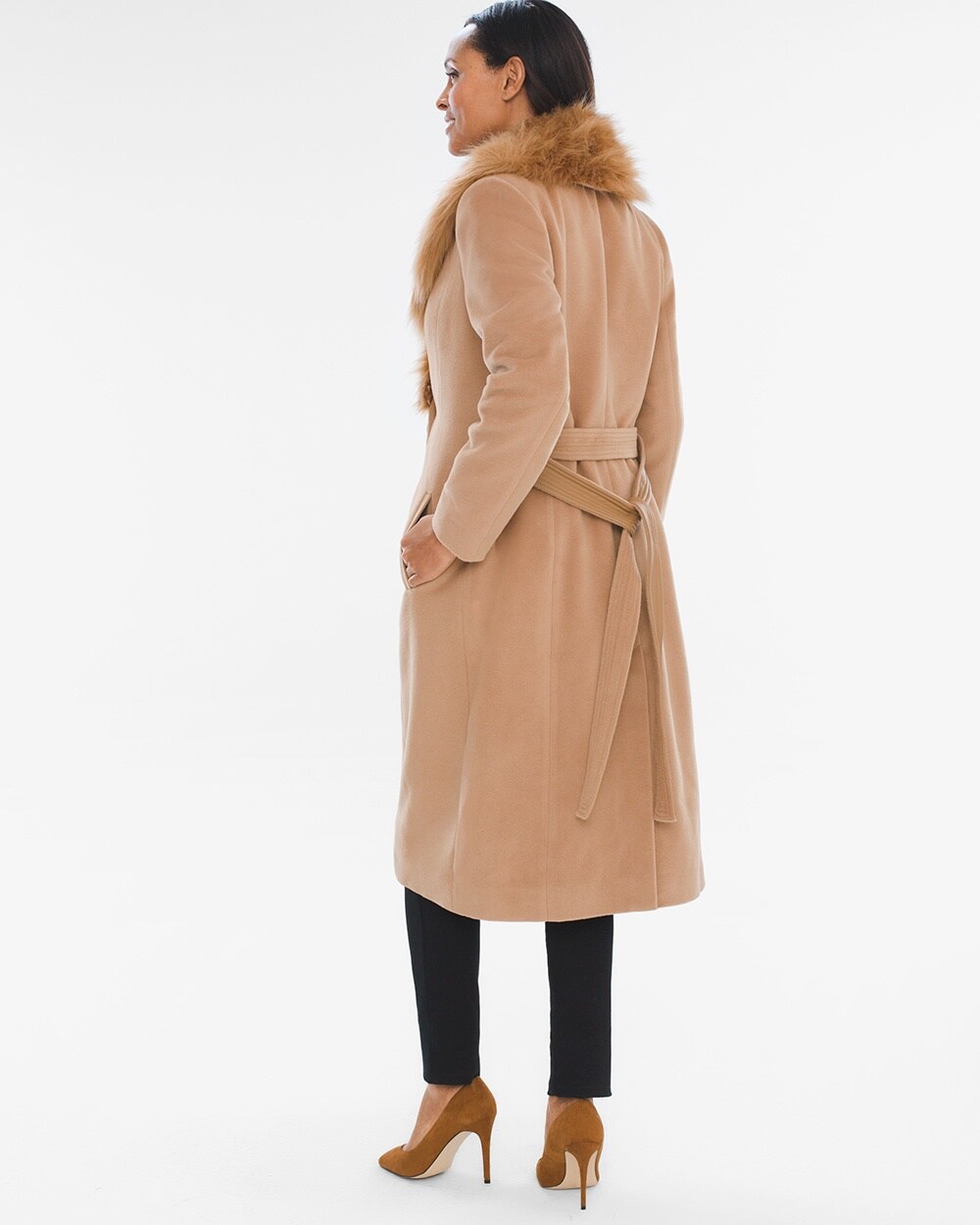 Belted Faux-Fur Trench Coat - Chicos