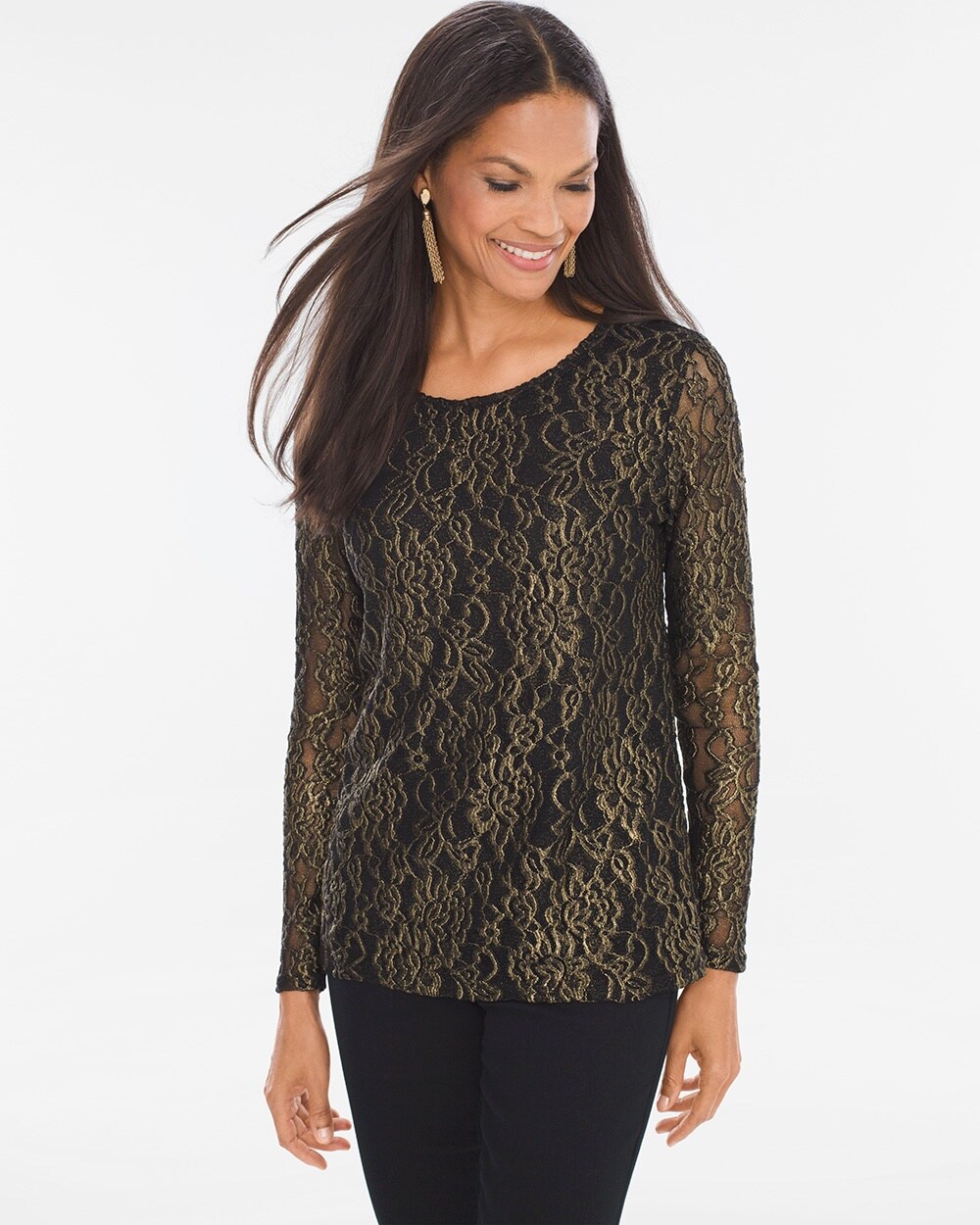 Foiled Lace Top