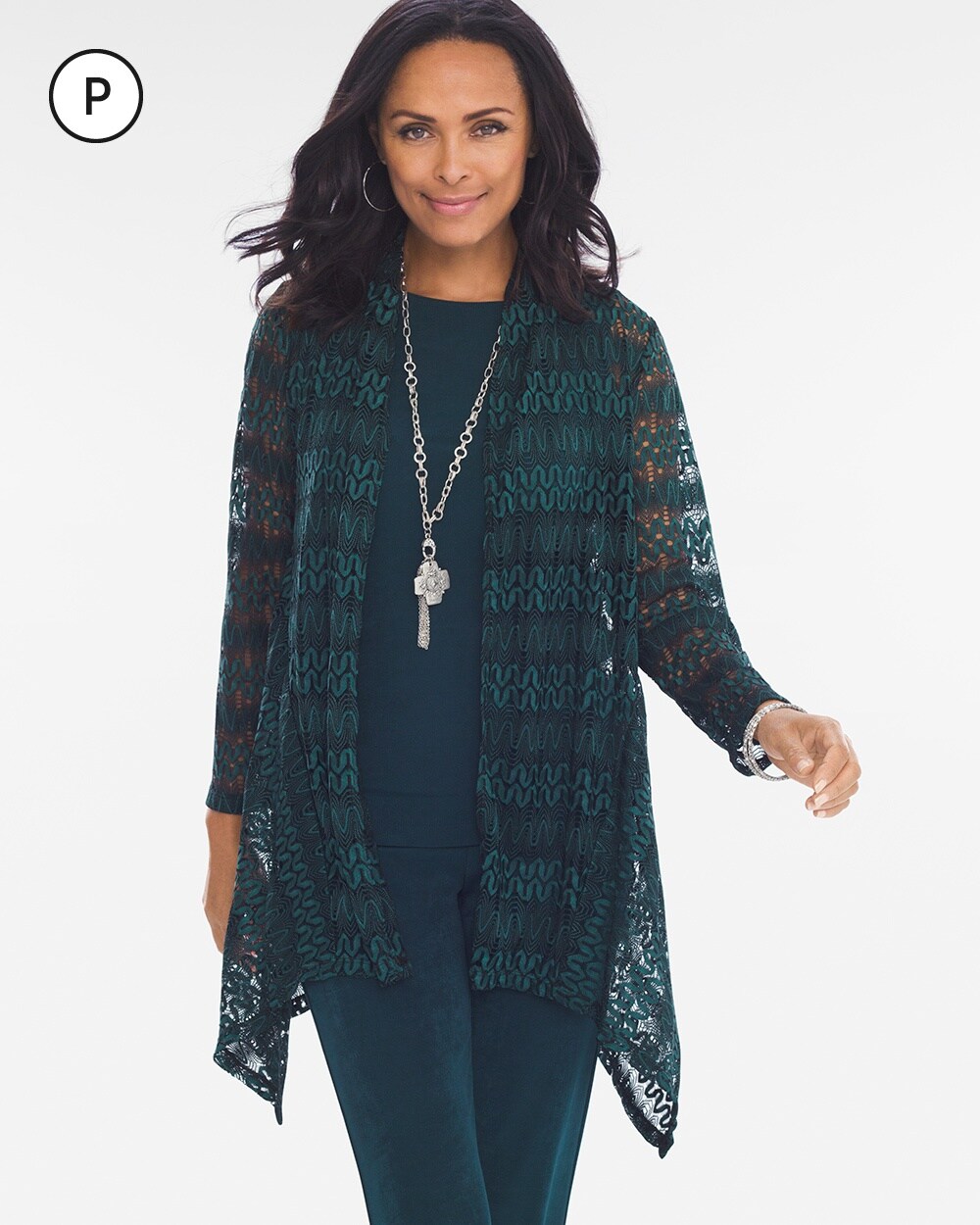 Travelers Collection Petite Drape-Front Cardigan