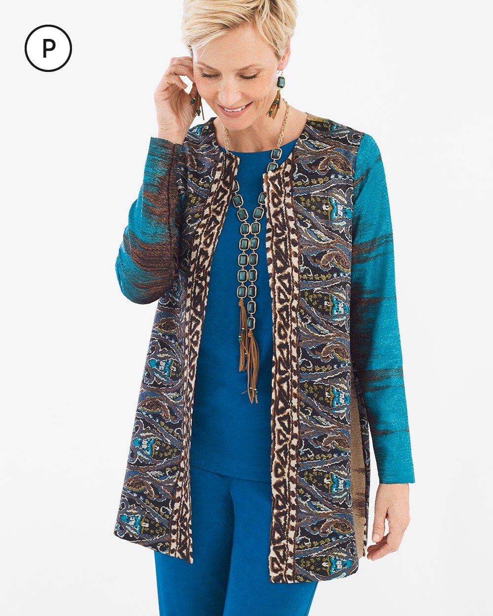 Travelers Collection Petite Crushed Paisley Jacket