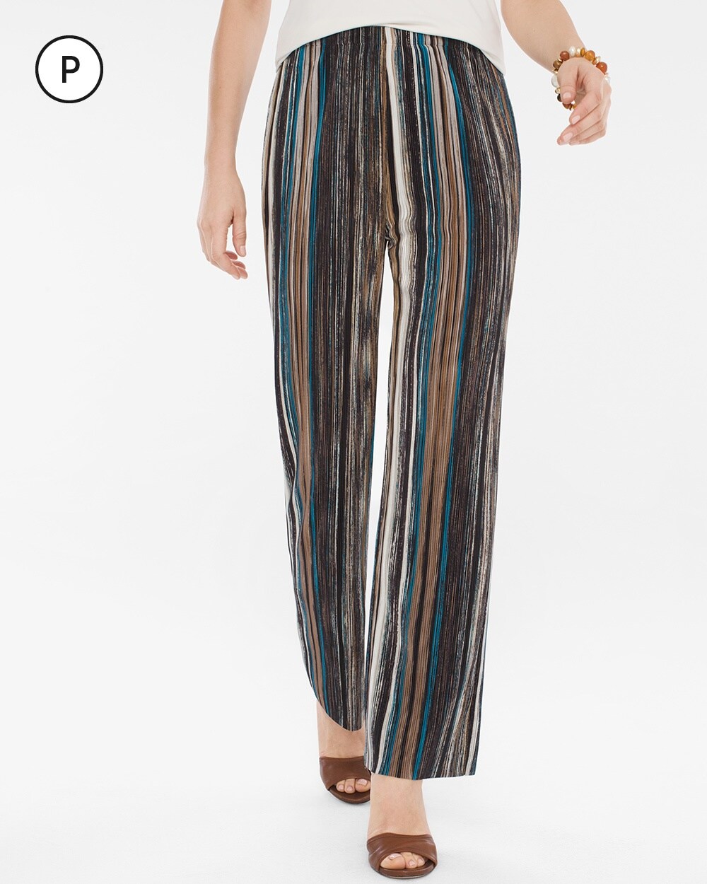 Travelers Collection Petite Micro-Pleat Printed Pants