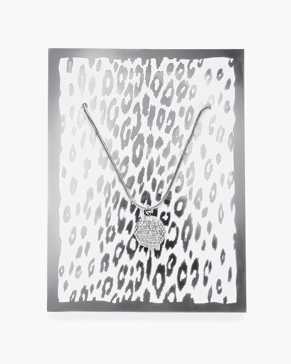 Leopard Silver-Tone Card Necklace