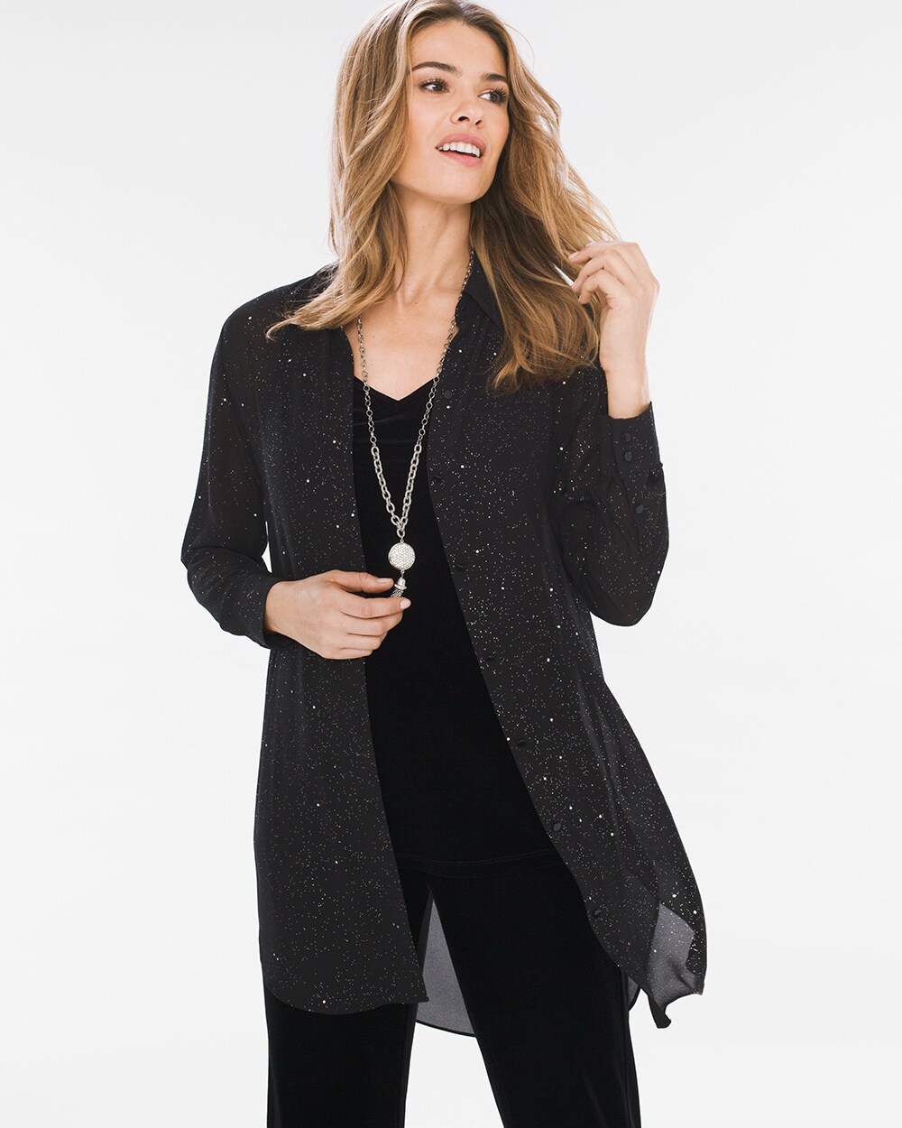 Travelers Collection Sparkle Shirt Jacket