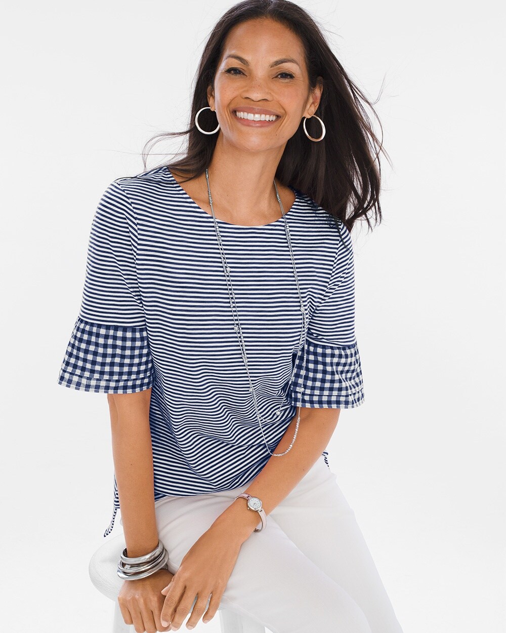 Gingham Striped Top