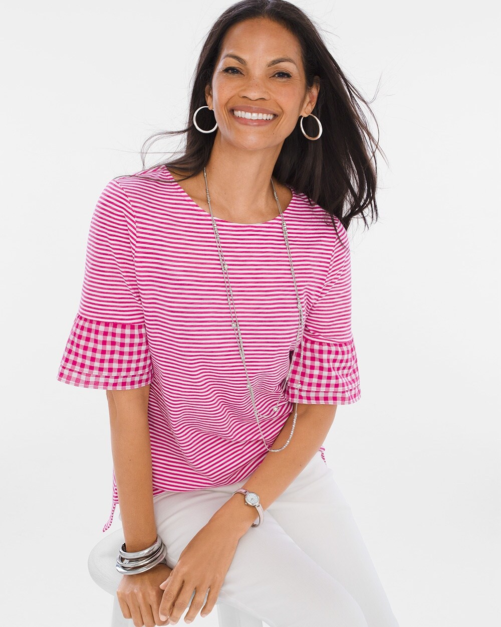 Gingham Striped Top