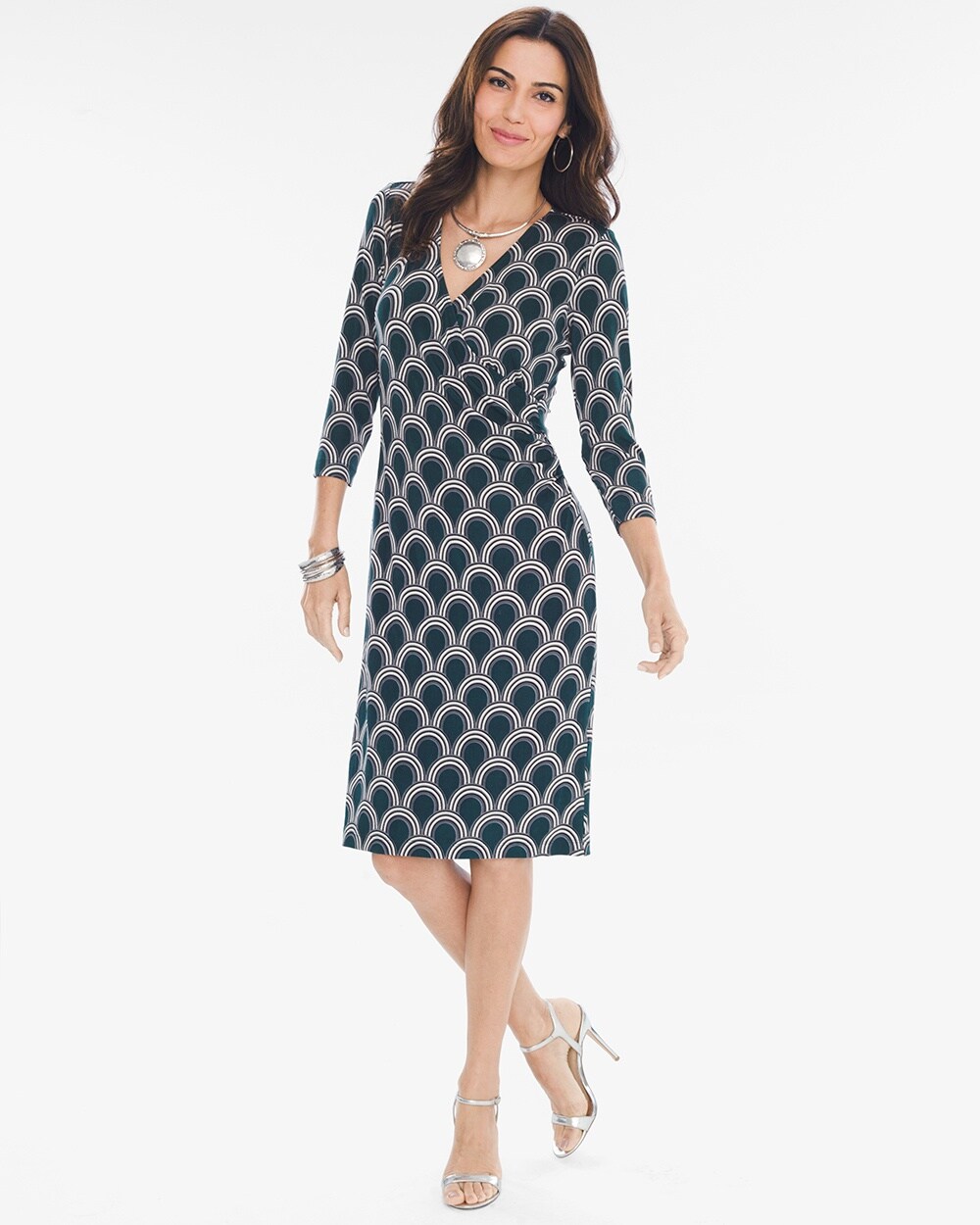 Travelers Classic Deco Scales Rosemary Wrap Dress