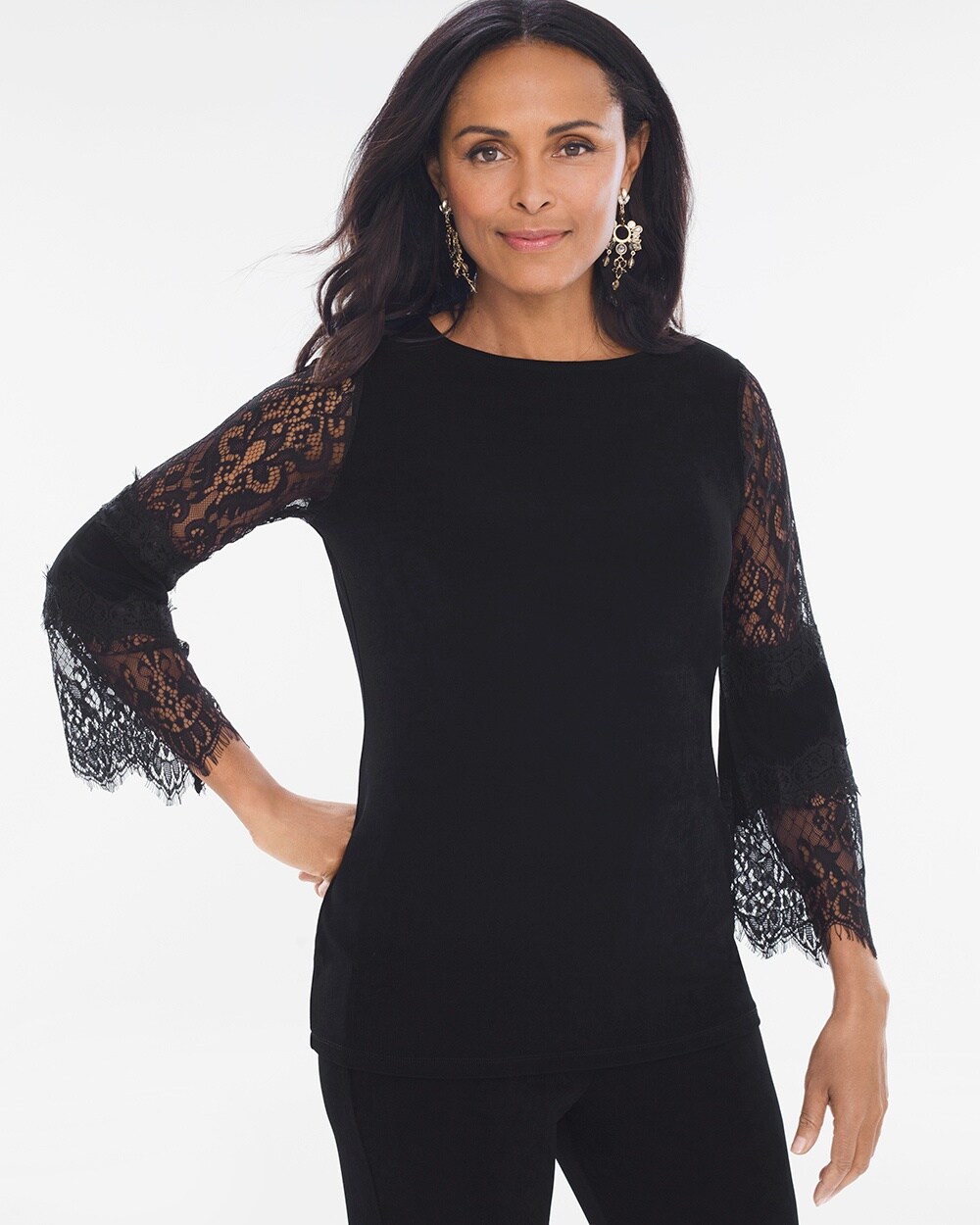 Travelers Classic Black Lace Detail Top