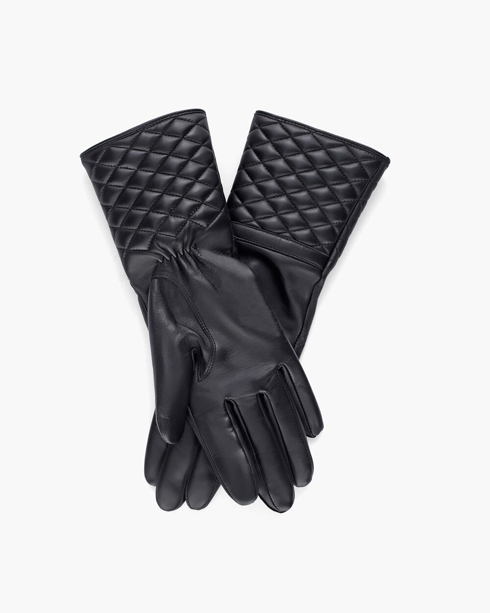 Black Quilted Leather Gloves