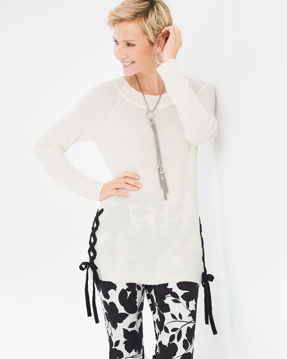 Side Lace-Up Pullover