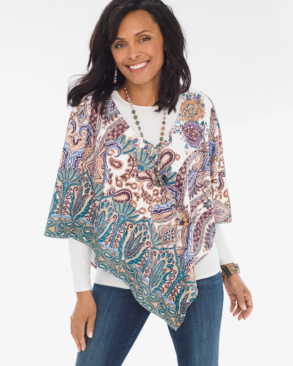 Printed Sueded Poncho