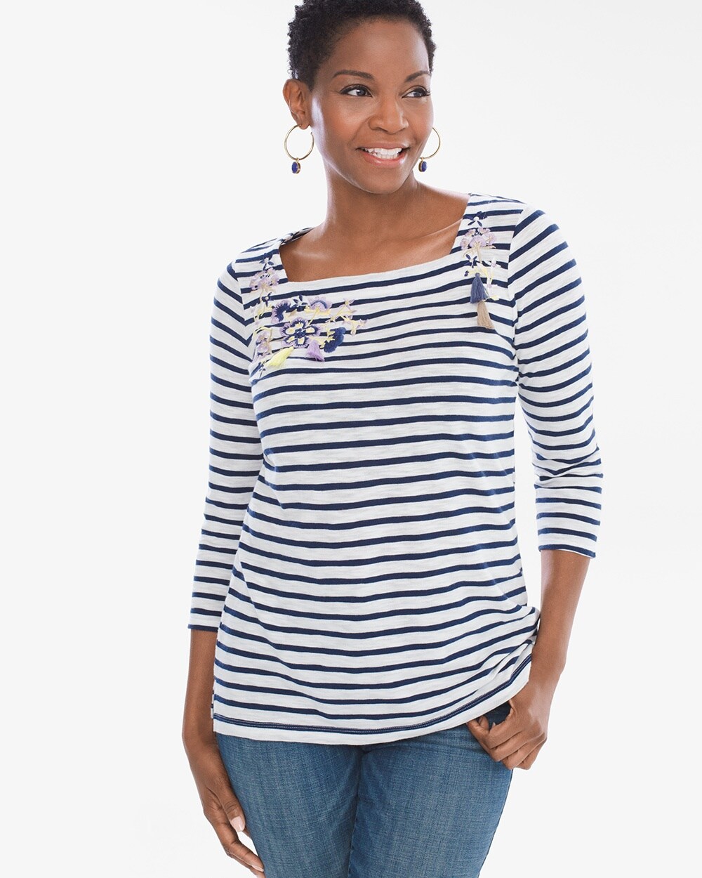 Chronicle Striped Embroidered Tee