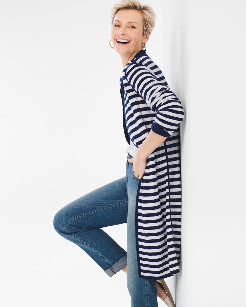 Solid-Striped Reversible Cardigan