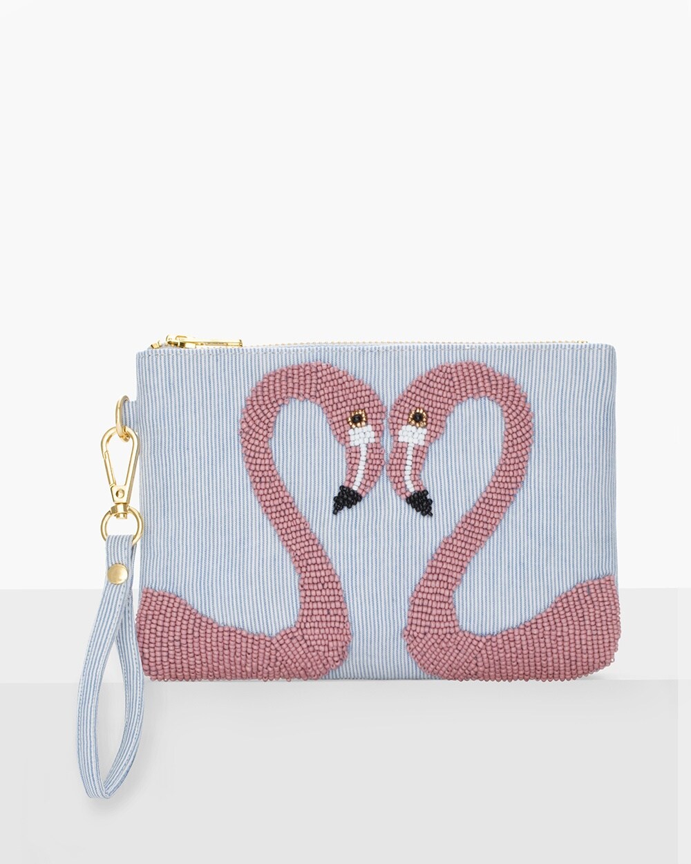 Beaded Kissing Flamingos Pouch