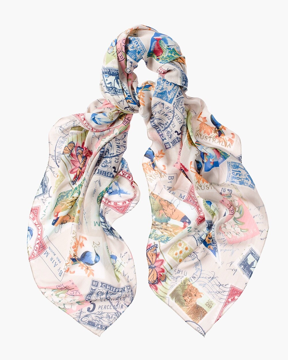 Travel Stamps Printed Scarf