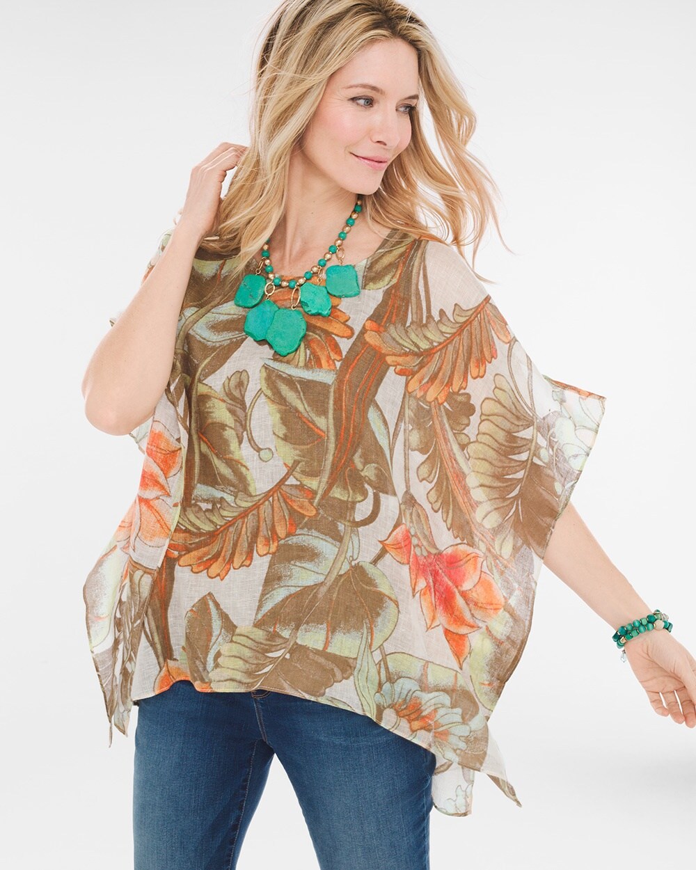Tropical Punch Linen Poncho