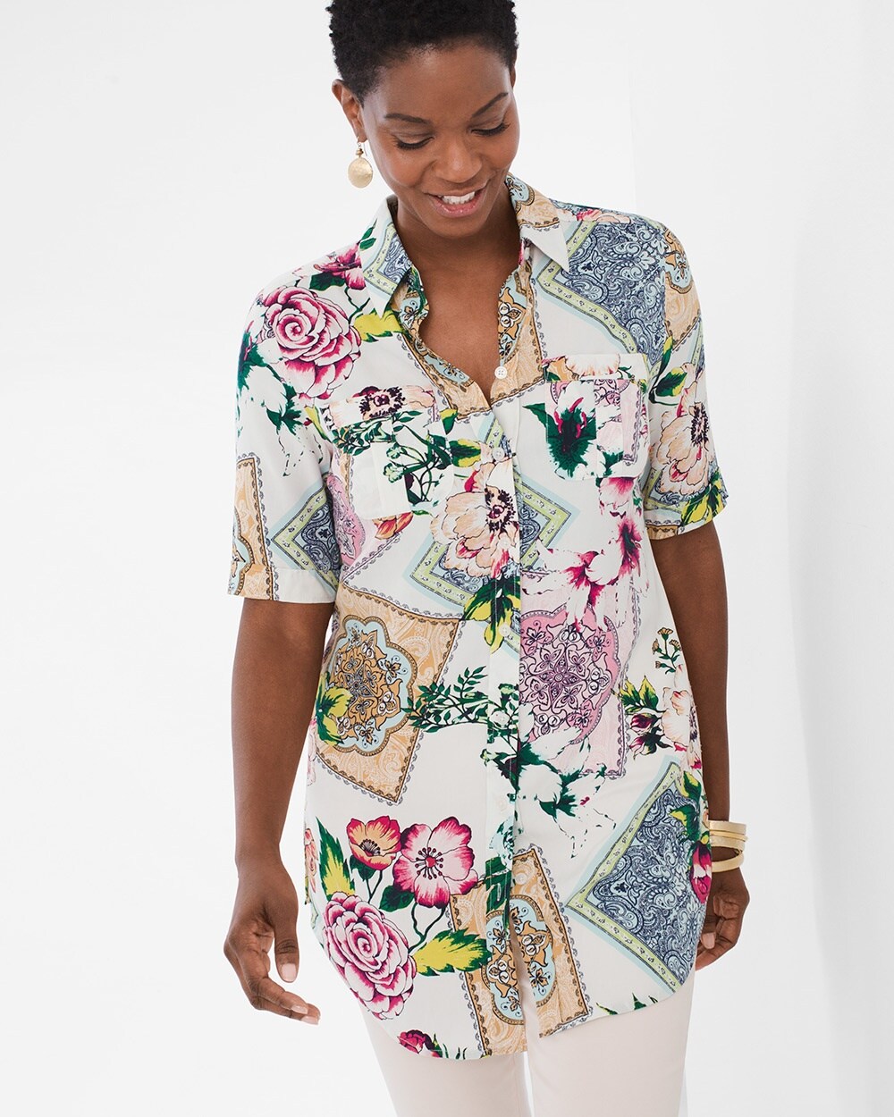 Silky Soft Floral Tiles Tunic
