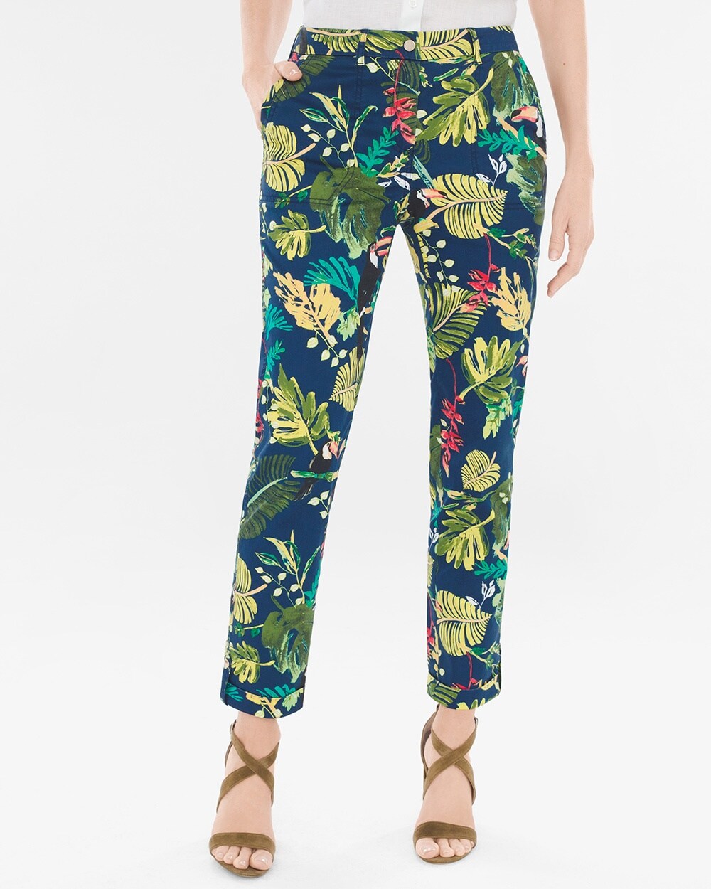 Comfort Waist Luxe Utility Tropical Ankle Pants